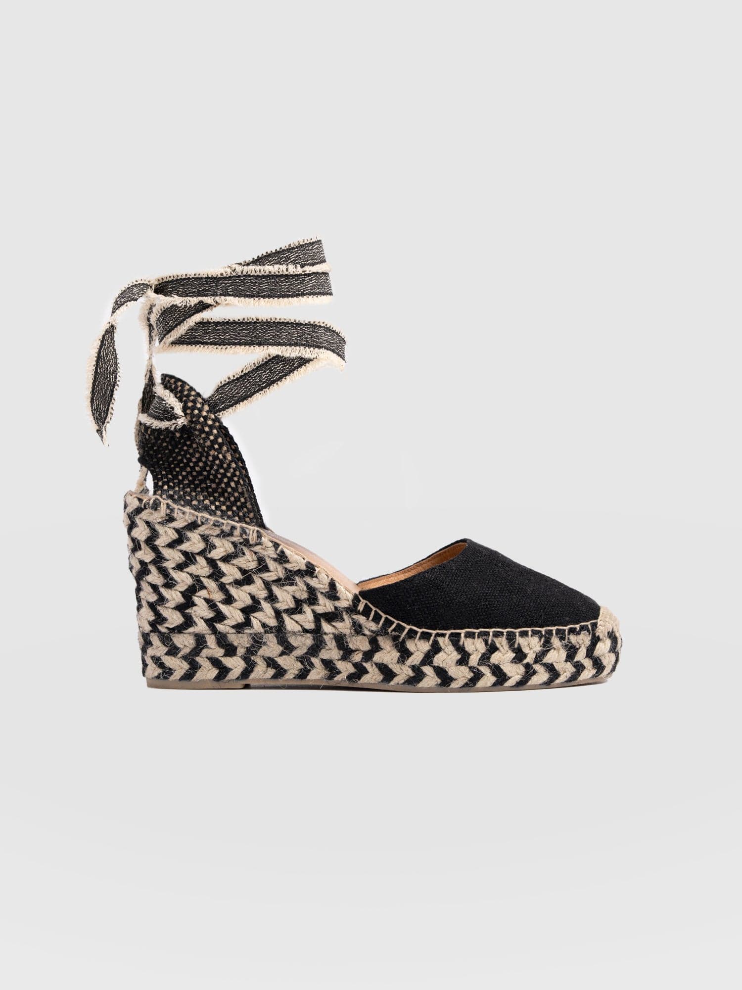 Rowe Espadrille Tie Wedges - Black - Women's Sandalss | Saint + Sofia® EU